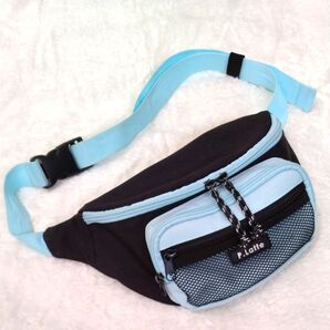 P.Latte ウエストポーチ ボディバッグ ブラック ブルー キッズ 女の子 ガールズ