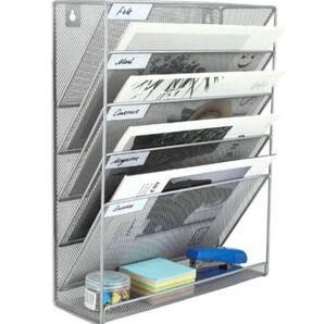 卓上収納ラック 6段 ファイルラック 書類トレー メッシュメタル 組み立て式