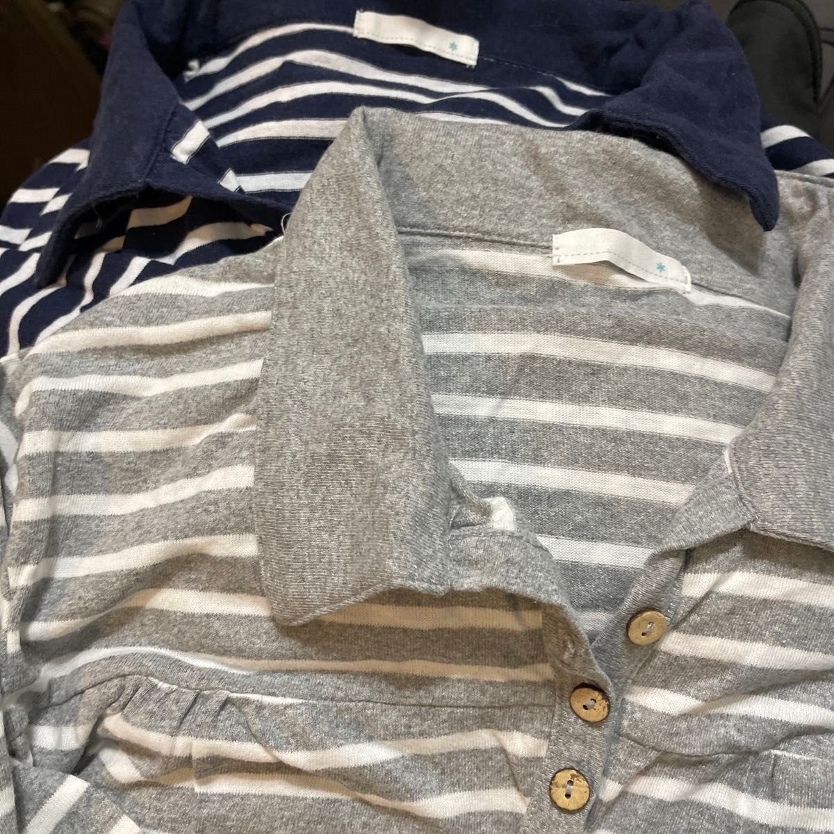 ボーダー柄ポロシャツ 2枚セット グレー ネイビーLサイズ