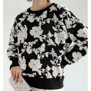 Re:EDIT ニット セーター ジャガード編みフラワー柄ニットプルオーバー