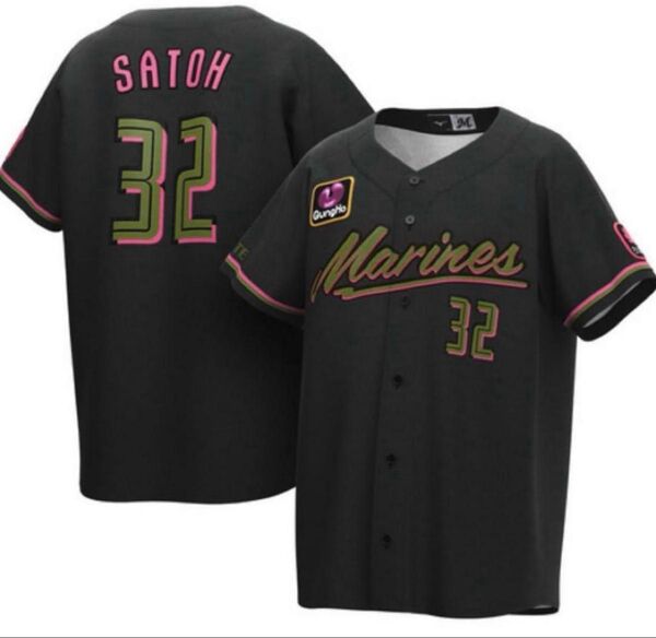 美品未着用 千葉ロッテマリーンズ佐藤都志也ブラックサマーBSW2024ユニフォームM