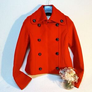 MINIMUM MINIMUM ミニマムミニマム ショート丈Pコート レッド ダブルボタン ウール混 オレンジ色