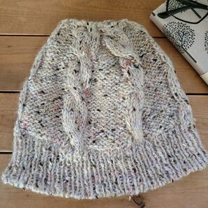 【 90歳の手仕事 】手編み ニット帽 モヘア混 ベレー帽風 帽子 新品