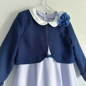 美品 フォ-マルセット any FAM 濃紺 ボレロジャケット 120cm MARIARJUE 襟付きフレアワンピース 130cm