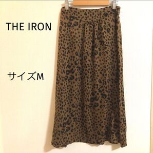 THE IRON アイロン 。レオパード柄 スカート サイズM アニマル柄 ブラウン 茶
