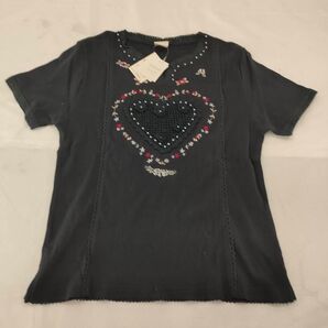 A-10 F120【タグ付き未使用】ファームウェア 半袖Tシャツ 綿100% ブラック ハート トップス カットソー ヴィンテージ