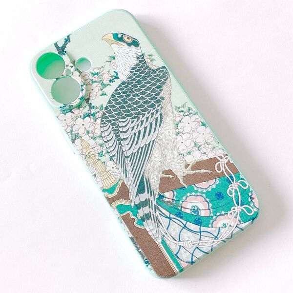 iPhone17スマホケース TPU 浮世絵 桜に鷹 葛飾北斎 花鳥画