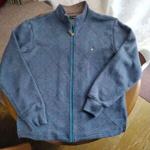 TOROYフルジップニットジャケット ブルー系 ダイヤ柄 長袖Mサイズ