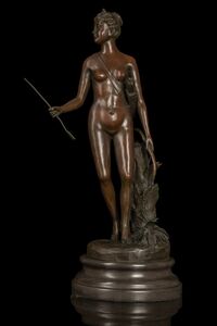 【永楽】ブロンズ像　剣を持つ少女　インテリア　彫刻　銅像 
