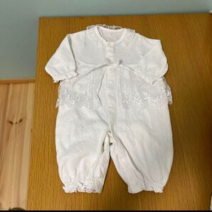 ロンパース 新生児 退院 お宮参り 50 60 70 ベビードレス 白 日本製