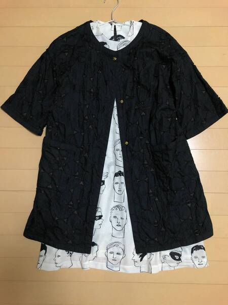 Spick&Span スピックアンドスパン ノーカラー 総レース コート 羽織 カーディガン ブラック スプリングコート 美品 結婚式2次会入学式