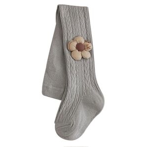 キッズガール タイツ グレー XLサイズ コットン 花柄 カジュアル お洒落