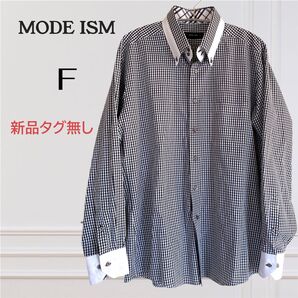 MODE ISM ボタンダウンシャツ F 長袖 メンズ モノトーン ギンガムチェック ラメボタン