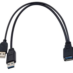 DuttekUSB 3.0 二 股延長ケーブルタイプAメスto デュアル USBオス充電Y延長ケーブル(片側のみ)充電用 30cm