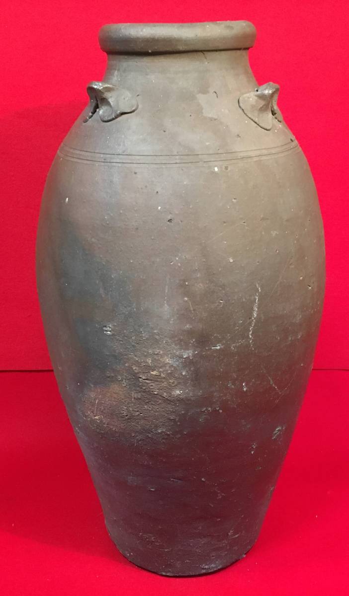民芸復興『古琉球荒焼三耳壺』（高さ52㎝）小型の泡盛瓶 大珍品 焼締壺
