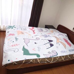 ★美品★掛け布団カバー 恐竜柄 シングルロング★