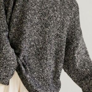 select MOCA ミックス糸クルーネックオーバーサイズニット ブラック