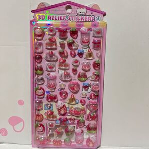 3D RELIEF STICKERS いちごスイーツモチーフ シール まとめ売り