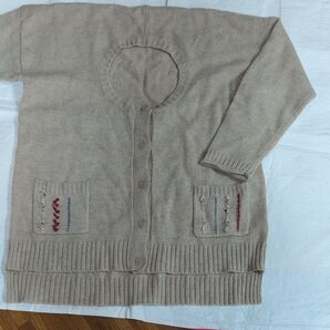 値下げノースオブジェクトp ニットカーディガン ベージュ ポケット付き 長袖