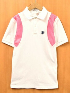  France made com *te* Garcon shirt switch polo-shirt with short sleeves white × fluorescence pink mesh XS(28042