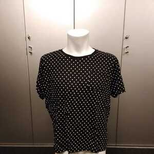 ★H&M　半袖Tシャツ　水玉　ドット　柄　黒