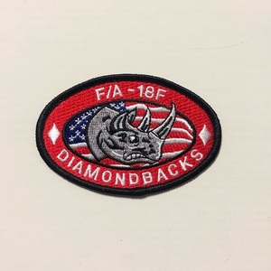 米海軍 VFA-102 "Diamondbacks" Rhinoマスコットパッチ(ふち黒)