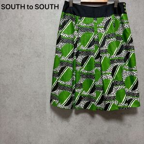 SOUTH to SOUTH サウストゥサウス 幾何学柄スカート 総柄 ミモレ丈 個性派 38 M
