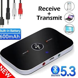 Bluetooth 5.3 トランスミッター レシーバー 600mAhバッテリー内蔵