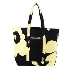 marimekko フラワーパターン ウニッコ トートバッグ ブラック イエロー マリメッコ 黒色 クリーム色