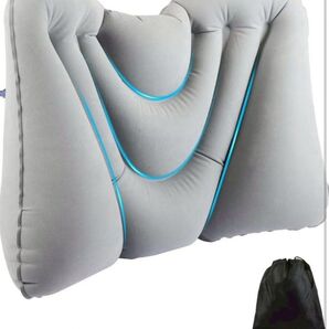 【専門家が推薦】 腰痛 クッション 腰枕 持ち運び 飛行機 夜行バス 旅行 車 新幹線 トラベル 背もたれ便利グッズ (グレー)