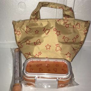  Miki House [MIKIHOUSE] теплоизоляция термос ланч большая сумка ланч box коробка для завтрака . палочки для еды 3 позиций комплект не использовался 