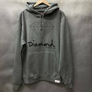 USA正規品 【L】 ダイヤモンドサプライ Diamond supply co. スウェット OG SIGN プルオーバー パーカー LA ガンメタ グレー 赤ピスタグ