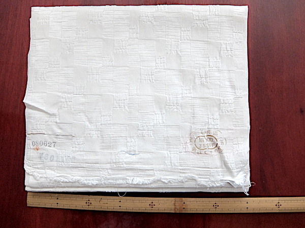 M7541) 白生地市松織反物　巾35cm　長さ約10㍍　