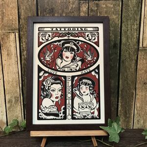 tattoota toe design trad pin nap girl B5 size frame attaching art frame ornament art poster interior poster 