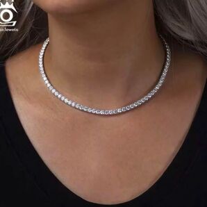 【一生モノの輝き】モアサナイト テニスチェーンネックレス|S925・証明書付 メンズ・レディース対応ユニセックス商品