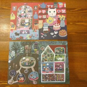 ポストカード 2枚セット 猫 イラスト かわいい 未使用品