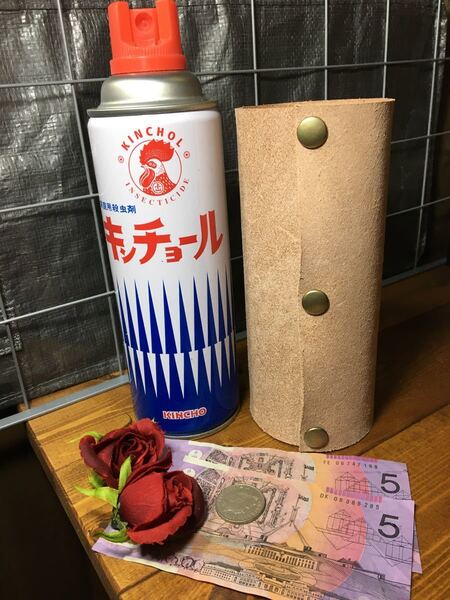 お洒落な牛革spilt革カバー 虫除けスプレー缶450mL カバー デイキャンプ