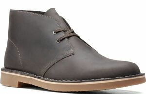 送料無料 Clarks 29cm チャッカ ブーツ レースアップ グレー レザー ワーク スニーカー スーツ フォーマル ビジネス ローファー JJJ8