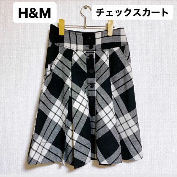 H&M プリーツチェックスカート