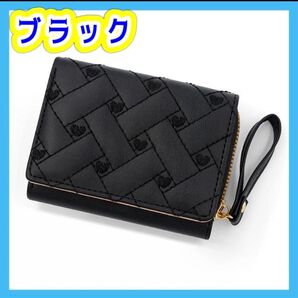 財布 女の子 キッズ 子ども 小銭入れ ミニ財布 大人かわいい 可愛い ブラック コンパクト ウォレット 三つ折り 黒