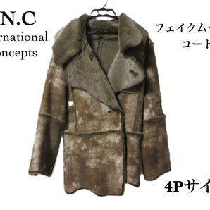 I.N.C International Concepts フェイクムートンコート 4Pサイズ フェイス ムートン コート アウター