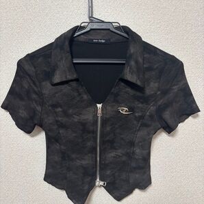 non-hedge 半袖ジップアップトップス ブラック