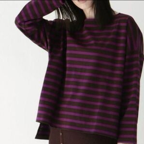 最終値下げ!Aga アーガ 長袖ボーダーカットソー カジュアル ボートネック サイドスリット