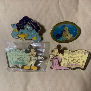 ディズニーオンクラシック 2019 ピンバッジ 4個セット ミッキー ミニー Disney ジーニー アラジン ジャスミン