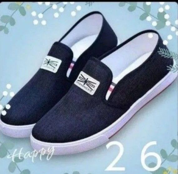 デッキシューズ 26 スリッポン スニーカー メンズ 黒 シンプル キャンバスシューズ カジュアル