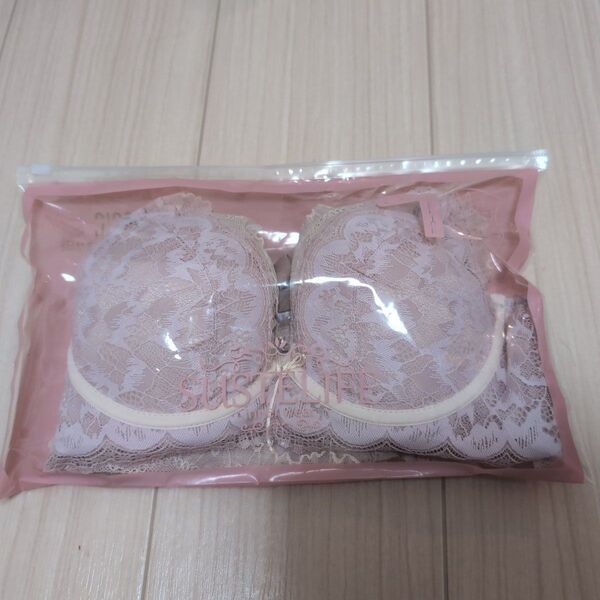 ブラジャー ショーツセット ナイトブラ ピンク ノンワイヤー セット 育乳 谷間 盛れる 補正ブラ 脇肉 脇高