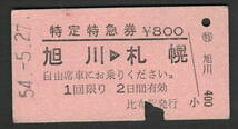 A型特定特急券 比布駅発行 旭川から札幌 昭和50年代（払戻券）_画像1