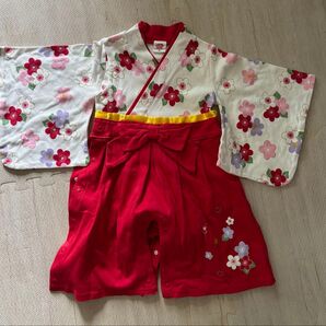 ベビー袴 ロンパース 女の子 お宮参り 袴ロンパース 80cw