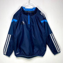 adidas climaproof ナイロン プルオーバー 120サイズ ネイビー 紺 ハーフジップ アディダス キッズ パフォーマンスロゴ 3本ライン_画像1