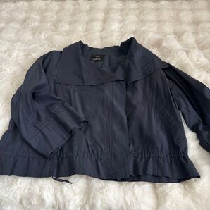 23区 スプリングコート ショート丈 ネイビー ギャザーデザイン